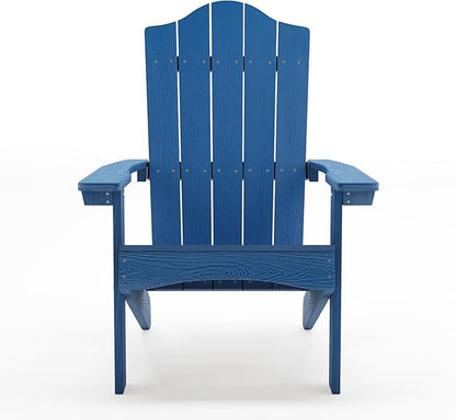 LUE BONA Adirondack Chair, Navy Blue Poly Adirondack Fire Pit Chairs, Modern Plastic Adirondack Chair Weather Resistant for Patio, Porch, Deck, Pool, Garden, Backyard