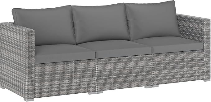 Tangkula 3 Seat Outdoor Wicker Sofa Set, Modular PE Rattan Patio Cushioned Sectional Couch Set - Photo 1