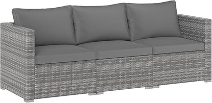 Tangkula 3 Seat Outdoor Wicker Sofa Set, Modular PE Rattan Patio Cushioned Sectional Couch Set, Outside Furniture Set for Deck, Backyard, Porch, Garden & Poolside (Grey)