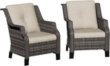 Patio Wicker Chairs Set of 2, Outdoor PE Conversation Bistro Chair Set with Cushions for Garden, Backyard - Photo 7