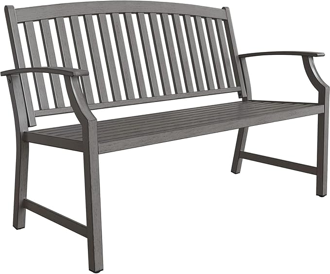 Grand patio 52" Farmhouse Outdoor Bench, Garden Benches with Rust Free Metal Powder Coated Frame and Aluminum Backrest - Photo 1