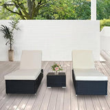 3 Piece Lounge Chair Outdoor, PE Wicker Rattan Chaise Lounge Chair with 5 Position Adjustable Backrest - Photo 1
