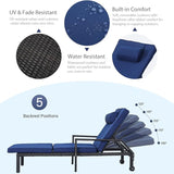 Patio Chaise Lounge – Adjustable Outdoor Lounge Chairs with Cushions & Headrest – All-Weather Rattan Reclining Lounge - Photo 6