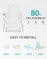 Chaise Lounge Chair Outdoor with Wheels, Oversize Patio Lounge Chairs with Wood Texture - Photo 6