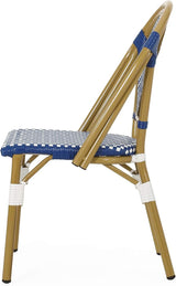 Christopher Knight Home Gwendolyn Outdoor French Bistro Chairs (Set of 2), Blue + White + Bamboo Print Finish - Photo 10