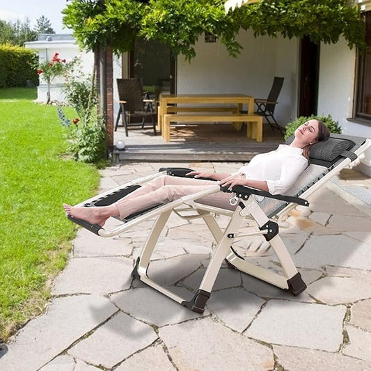 MOPHOTO Zero Gravity Chair, Outdoor Padded Lounge Chair with Side Table, Zero Gravity Recliner Chair, Outdoor Reclining Chair, Sturdy & Comfortable, Supports up to 440lbs
