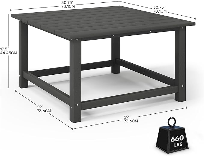 Costaelm Patio Conversation Table, Tatio Accent HDPE Outdoor Weather Resistant - Photo 3