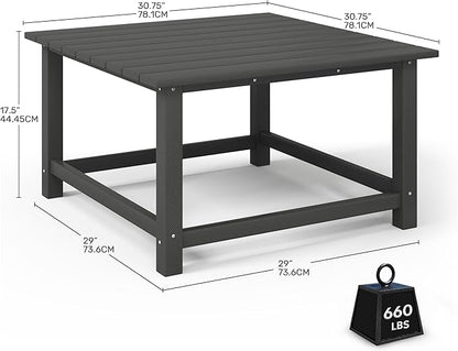 Costaelm Patio Conversation Table, Tatio Accent HDPE Outdoor Weather Resistant, Square Outdoor Porch Balcony Patio Drink Table for Outside, Pool, Backyard, Gray