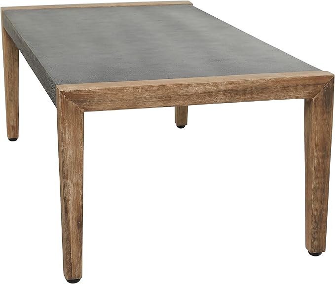 Deco 79 Wood Outdoor Coffee Table with Wood Legs, 44" x 24" x 17", Dark Gray - Photo 7