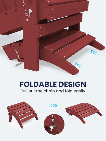 KINGYES Folding Adirondack Ottomans Set of 4 for Adirondack Chair, Red