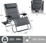 Timber Ridge Oversized Zero Gravity Chair, 33In Wide XXL Zero Gravity Reclining Chair with Side Table - Photo 3