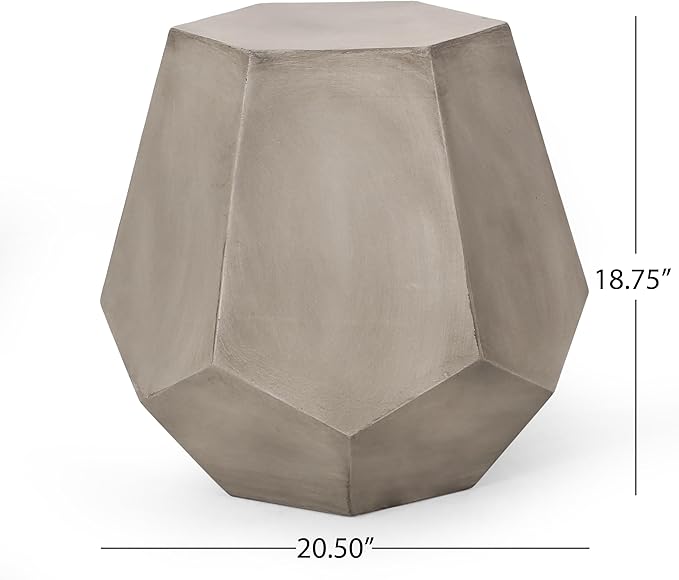 Outdoor Side Table Concrete End Table Faux Stone Small Coffee Tables, Garden Stool Plant Stand for Porch, Backyard Patio Silver-Hexagonal Type