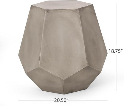 Outdoor Side Table Concrete End Table Faux Stone Small Coffee Tables, Garden Stool Plant Stand for Porch, Backyard Patio Silver-Hexagonal Type