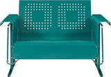 Crosley Furniture Bates Retro Metal Outdoor Loveseat Glider, 2-Person Rocking Patio Bench for Porch, Deck - Photo 4