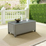 Pemberly Row 40" Wicker Patio Coffee Table, Tempered Glass Top, Gray Resin All-Weather Wicker, Powder-Coated Steel Frame - Photo 5