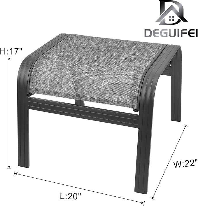 Patio Outdoor Ottoman Footstools Assembled Aluminum Footrest Side Table Small Chairs Patio Ottoman 2 Set Grey - Photo 3