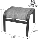 Patio Outdoor Ottoman Footstools Assembled Aluminum Footrest Side Table Small Chairs Patio Ottoman 2 Set Grey - Photo 3