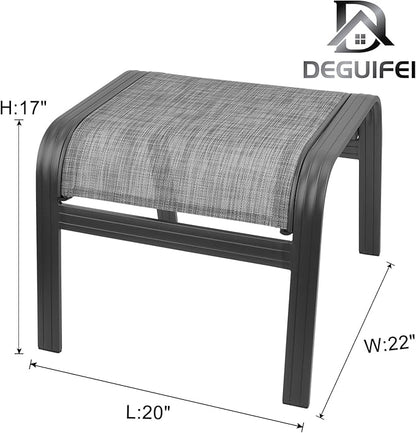 Patio Outdoor Ottoman Footstools Assembled Aluminum Footrest Side Table Small Chairs Patio Ottoman 2 Set Grey