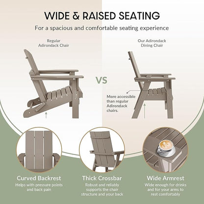 WestinTrends Ashore Outdoor Patio HDPE Plastic Modern Adirondack Dining Chair Weathered Wood
