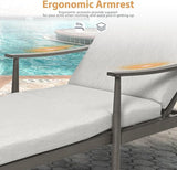 HAPPATIO Outdoor Chaise Lounge Chair Set of 2, Aluminum Pool Chair with Adjustable Backrest and Cushion, Curved Armrest - Photo 5