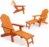 Ergonomic Adjustable Adirondack Chair with Ottoman Set of 2，Folding Adirondack Chair with 2 Cup Holder for - Photo 1