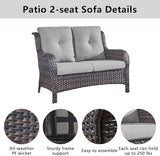 Belord 6 Pieces Patio Furniture Set Outdoor Wicker Furniture, 2 Patio Wicker Chairs with 1 Loveseat Sofa - Photo 3