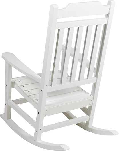 Flash Furniture Set of 2 Winston All-Weather Rocking Chair in White Faux Wood