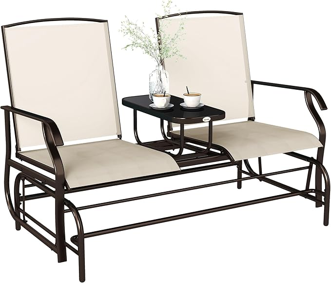 Outsunny Outdoor Glider Bench with Center Table - Photo 1