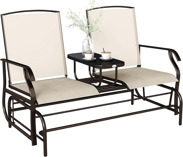 Outsunny Outdoor Glider Bench with Center Table - Photo 1