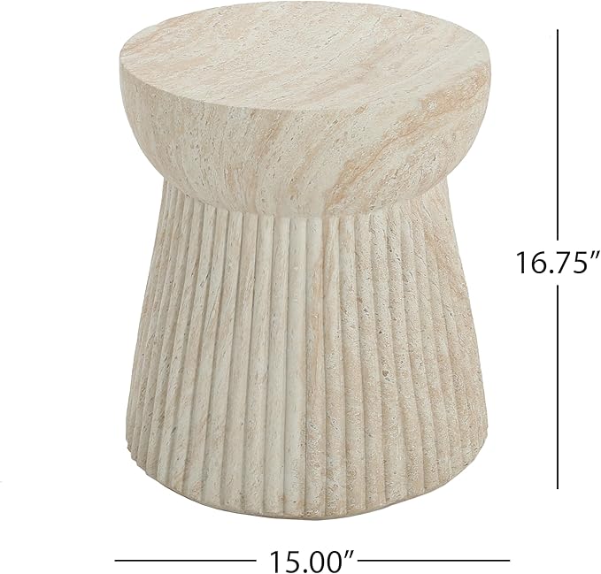 Outdoor Side Table Faux Marble End Table Faux Stone Concrete Side Tables Travertine Small Coffee Tables for Indoor - Photo 2