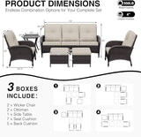 Joyside Wicker Patio Furniture Set, 6 Piece Outdoor Furniture Set with Thickened Cushions, High Back, Deep Seating - Photo 2