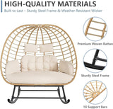 SWITTE Double Wicker Egg Rocking Chair Outdoor, Indoor Egg Swing Loveseat with Thick Cushions - Photo 6