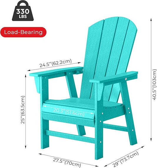 Costaelm Outdoor Fire Pit Chair, Patio hdpe Balcony Pool Adirondack Chair, Modern Front Porch Backyard Chair, Garden Resin Lounge Chair for Outside, Turquoise