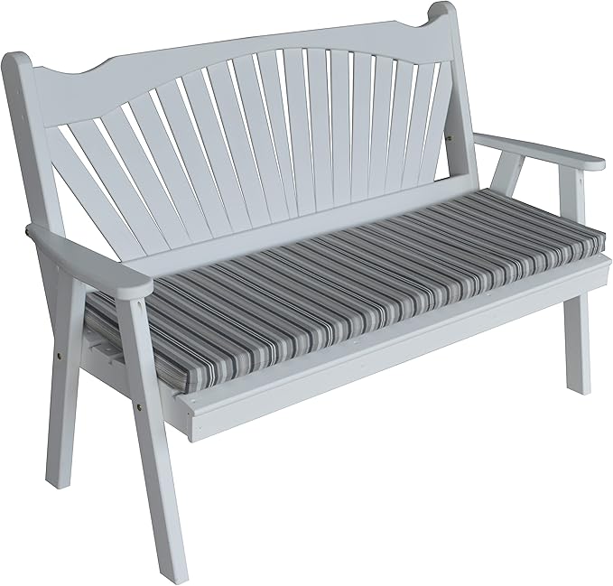 Furniture Barn USA Pine 4' Fanback Garden Bench, White