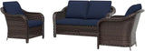 3 Piece Patio Wicker Conversation Set, All-Weather Use Outdoor Wicker Loveseat with 2 PE Rattan Chair, Ideal for Porch - Photo 1