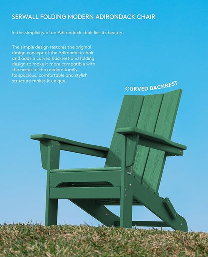 SERWALL Modern Folding Adirondack Chair Green