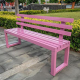 Metal Outdoor Bench with Simple Backrest, Modern Design Garden Bench, Multifunctional Front Porch Furniture - Photo 1