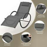 Giantex Outdoor Rocking Lounge Chair, Zero Gravity Rocking Chair with Removable Headrest, Breathable Backrest & Seat - Photo 7