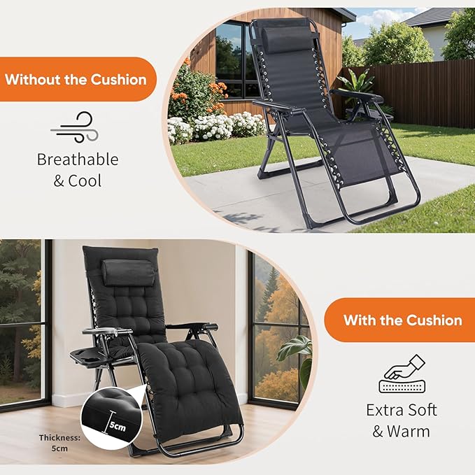DUMOS Set of 4 Zero Gravity Chair, Reclining Camping Lounge Chair for Outdoor - Photo 5