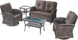 5 Pieces Patio Furniture Set-Outdoor Rocking Chairs Set of 2 Outdoor Glider Bench with Wicker Outdoor Coffee Table for - Photo 3