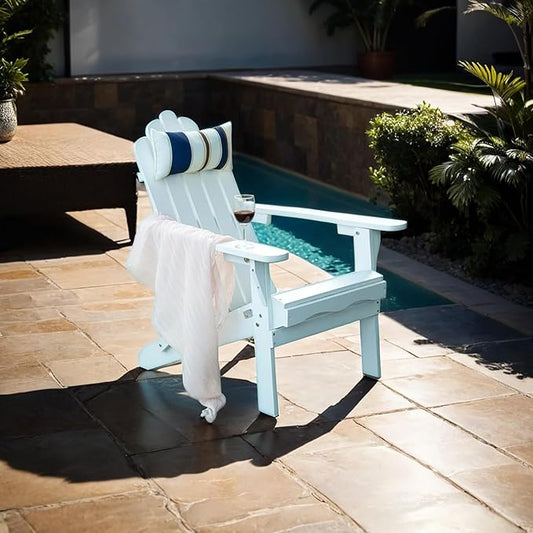 White Adirondack Chairs Set of 4 Outdoor Patio Folding Lounge Wood Outside Deck, Porch, Lawn, Pool, Yard, Garden, Fire Pit, Heavy Duty