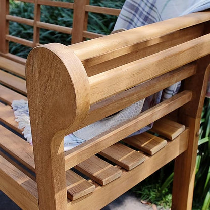 Cambridge Casual Lutyens 4-Foot Teak Wood Outdoor Garden Bench for Patio Furniture, Weather-Resistant, Elegant Seating for Porch, Deck, Lawn, Backyard, and Outdoor Spaces