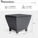 Outdoor PE Wicker Side Table with Storage – 13 Gallon Patio Storage Bin, All-Weather Rattan Coffee Table for Garden - Photo 3