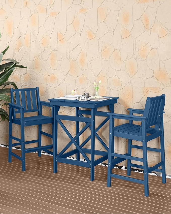 HDPE Outdoor Bar Table, 41" Adirondack Outdoor Bar Height Table, All Weather HDPE High Top Pub Table - Photo 3