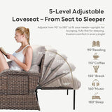 Belord Patio Furniture Set - 6-Piece Wicker Loveseat Outdoor Daybed Furniture Set with Recliner Lounge Chairs Set of 2 - Photo 3