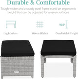 Best Choice Products Set of 2 Wicker Ottomans, Multipurpose Outdoor Furniture for Patio, Backyard, Additional Seating - Photo 3
