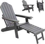 Ergonomic Adjustable Adirondack Chair with Ottoman Set of 2，Folding Adirondack Chair with 2 Cup Holder for - Photo 4