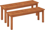 Tangkula Outdoor Wood Bench, 2-Person Backless Patio Garden Bench with Slatted Seat - Photo 1
