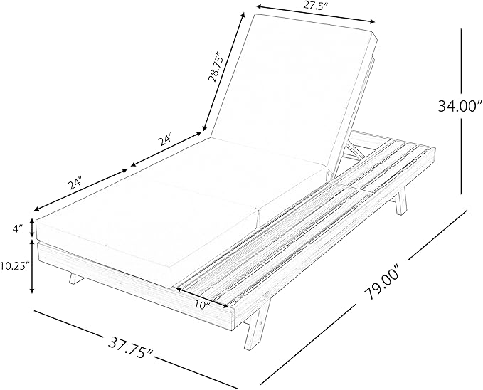 Merax Chaise Lounge Chair Set with Adjustable Backrest & Flat Storage Surface - Photo 2