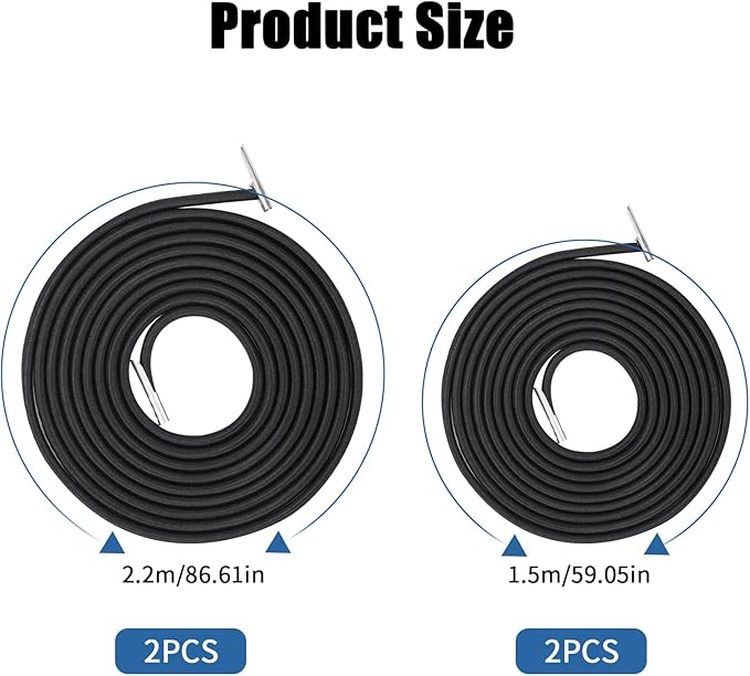 4 Pack Upgraded Black Gravity Chair Replacement Cord Zero Gravity Chair Replacement Cord Laces Webbing Repair Cord for Anti Gravity Chair, Garden Lawn chair, Outdoor Recliners, Sun Loungers